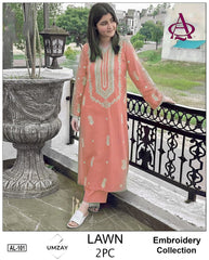 Embroidered 2Pc Lawn Unstitched Summer Dress - AL-101N