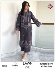 Embroidered 2Pc Lawn Unstitched Summer Dress - DE-1122GR