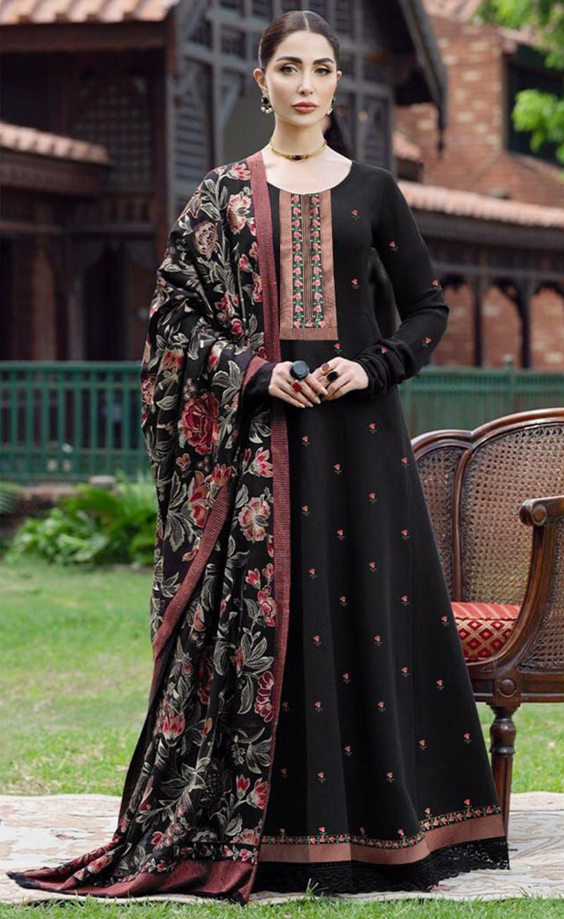 Fully Embroidered 3PC Dress With Heavy EMB Shawl - W10A