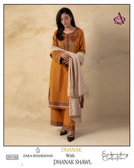EMB 3PC Dhanak Unstitched Winter Dress With EMB Shawl - W113