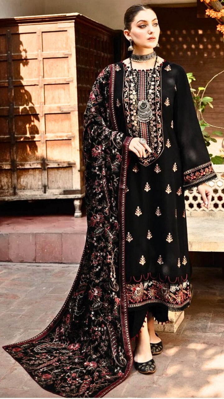 Fully Embroidered 3PC Dress With Heavy EMB Shawl - W8