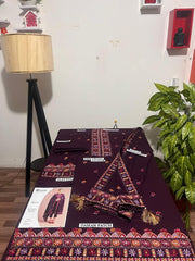 Fully Embroidered 3PC Dress With Heavy EMB Shawl - W12A