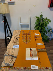 EMB 3PC Dhanak Unstitched Winter Dress With EMB Shawl - W113