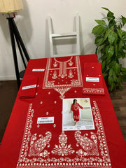 Embroidered 2Pc Lawn Unstitched Summer Dress - DE-1122RD